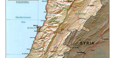 Kort over Libanon topografisk