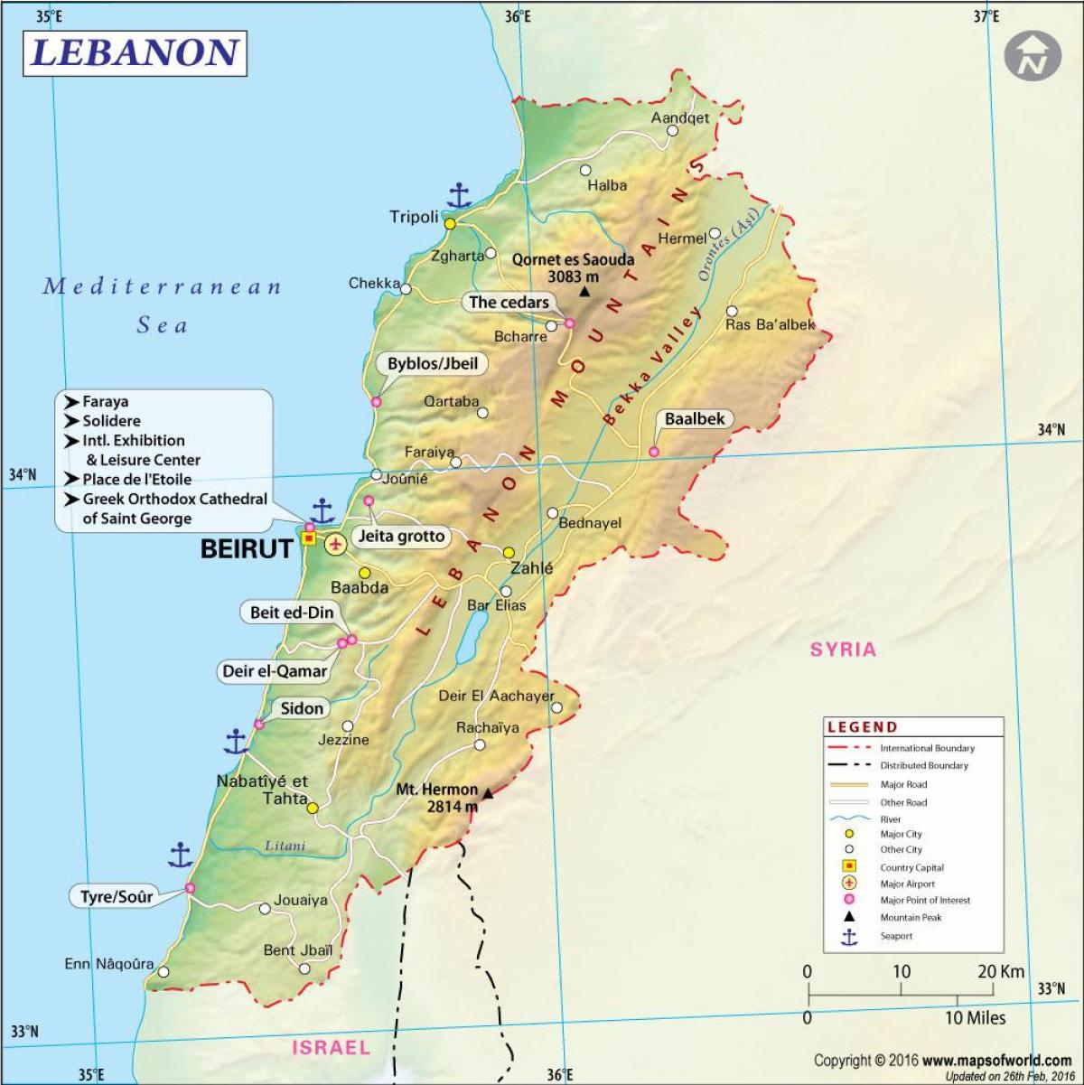 kort over det gamle Libanon