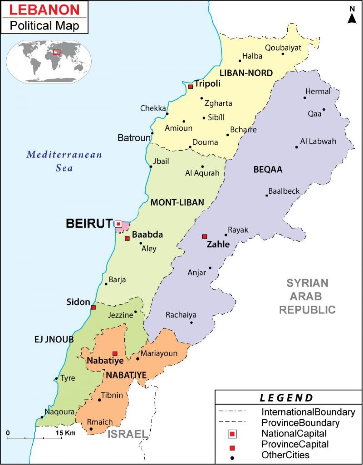 kort Libanons politiske