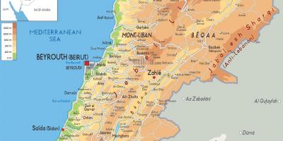 Kort over Libanon fysiske