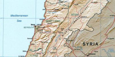 Kort over Libanon geografi